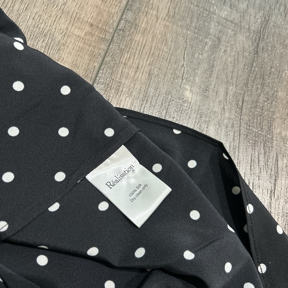 Realisation Par x Claudia Schiffer The Carolin black silk polka dot midi dress - Picture 8 of 9